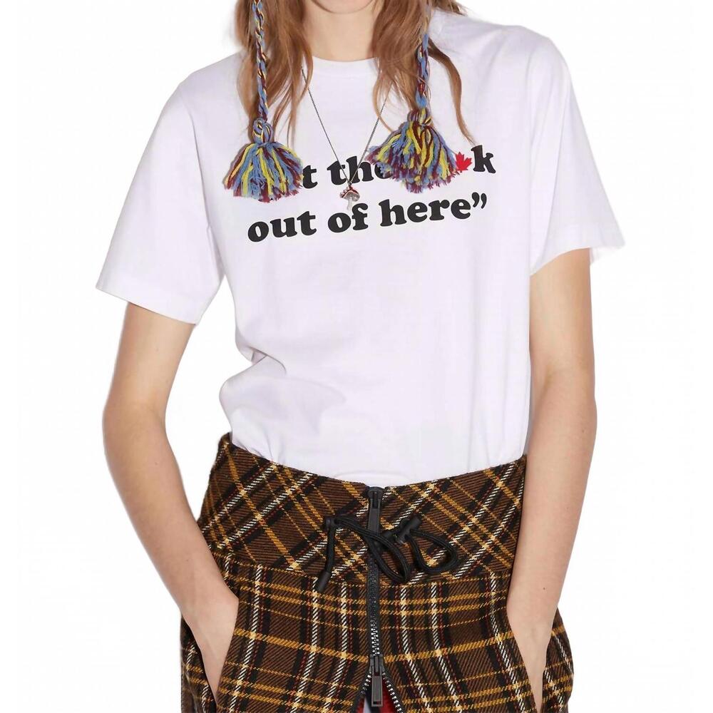 NEW DSQUARED2 women's gtfo slogan t-shirt in white